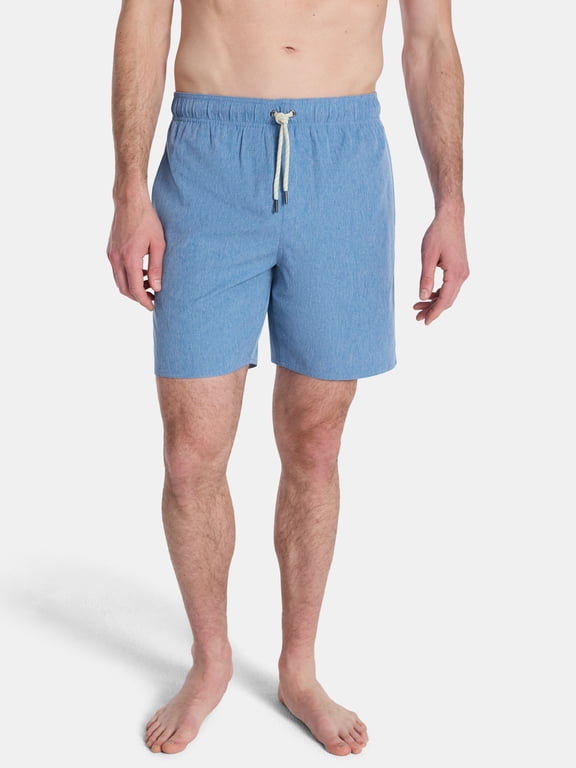Men's Stretch Volley Swim Trunks with Brief Liner, 7" Inseam, Sizes M-2XL
