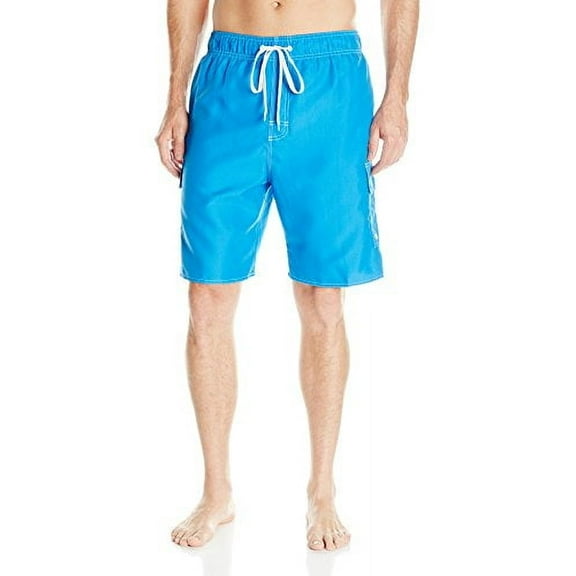 Laguna Men's Locked In Turquoise With White Side Stripes E-Boardshorts/Swim Trunks, Medium