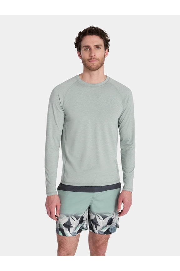 Men's Marble Knit Sun Top with Long Sleeves, Sizes M-2XL