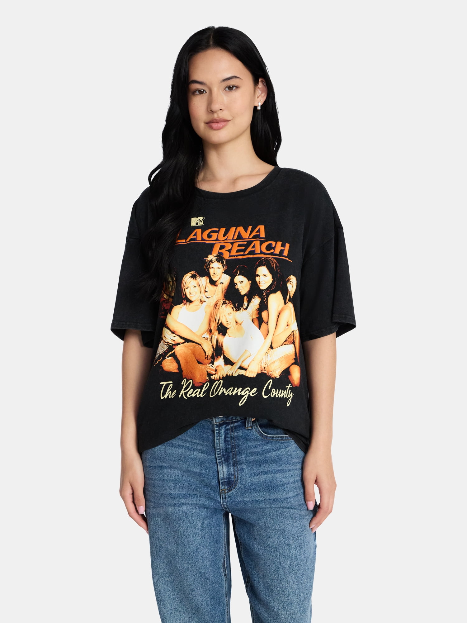 Laguna Beach Women's Oversized Graphic Tee with Short Sleeves