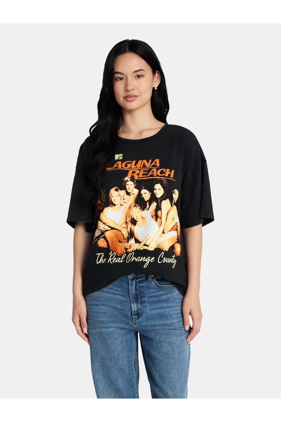 Beach Women's Oversized Graphic Tee with Short Sleeves, Sizes XXS-4X