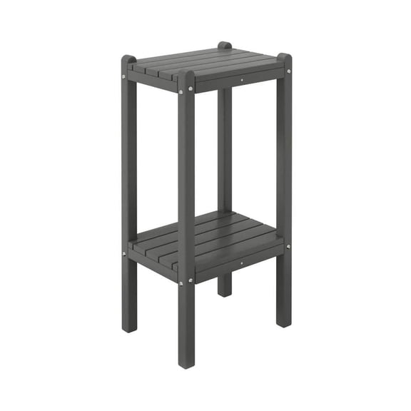 Laguna Plastic Indoor/Outdoor Patio Side Table with Storage Shelf Gray