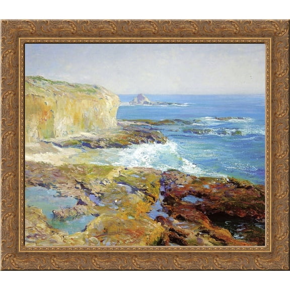 Laguna Rocks, Low Tide 24x20 Gold Ornate Wood Framed Canvas Art by Guy Rose