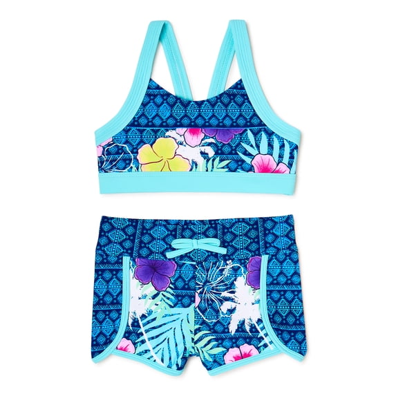 Laguna Square Neckline Swimsuit Set (Little Girls or Big Girls), 2 Piece Set