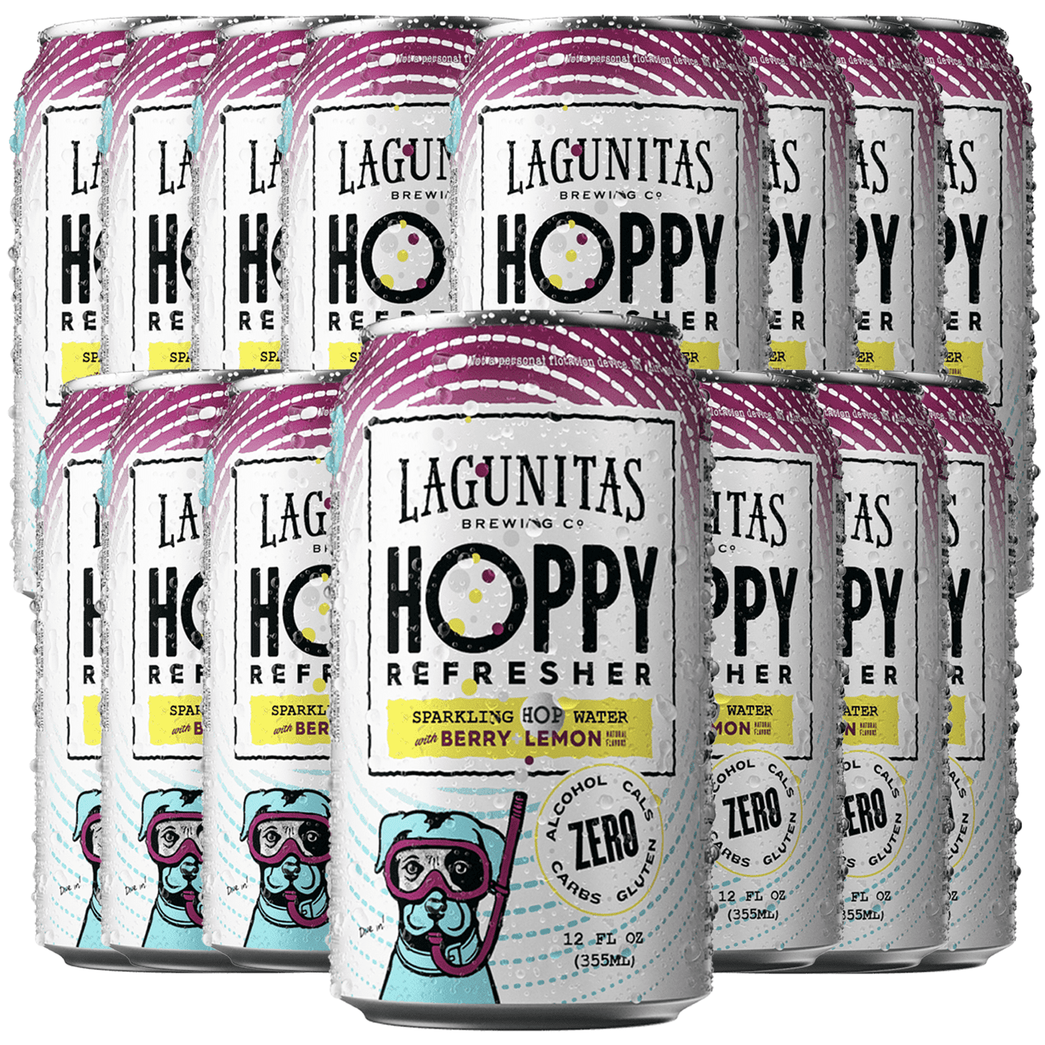 Lagunitas Hoppy Refresher, Berry lemon Non-Alcoholic Hop Water Drink | Refreshing Alcoholic Brew Substitute | 12oz Cans, 0.0% ABV