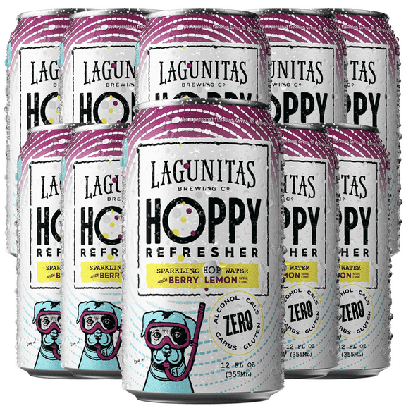 Lagunitas Hoppy Refresher, Berry lemon Non-Alcoholic Hop Water Drink | Refreshing Alcoholic Brew Substitute | 12oz Cans, 0.0% ABV