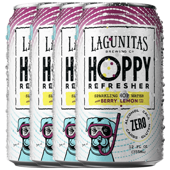 Lagunitas Hoppy Refresher, Berry lemon Non-Alcoholic Hop Water Drink | Refreshing Alcoholic Brew Substitute | 12oz Cans, 0.0% ABV