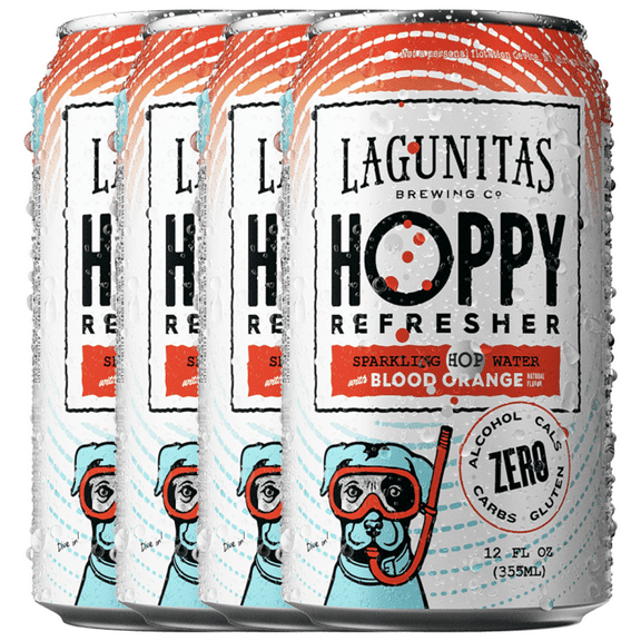 Lagunitas Hoppy Refresher, Blood Orange, Non-Alcoholic Hop Water Drink | Refreshing Alcoholic Brew Substitute | 12oz Cans, 0.0% ABV
