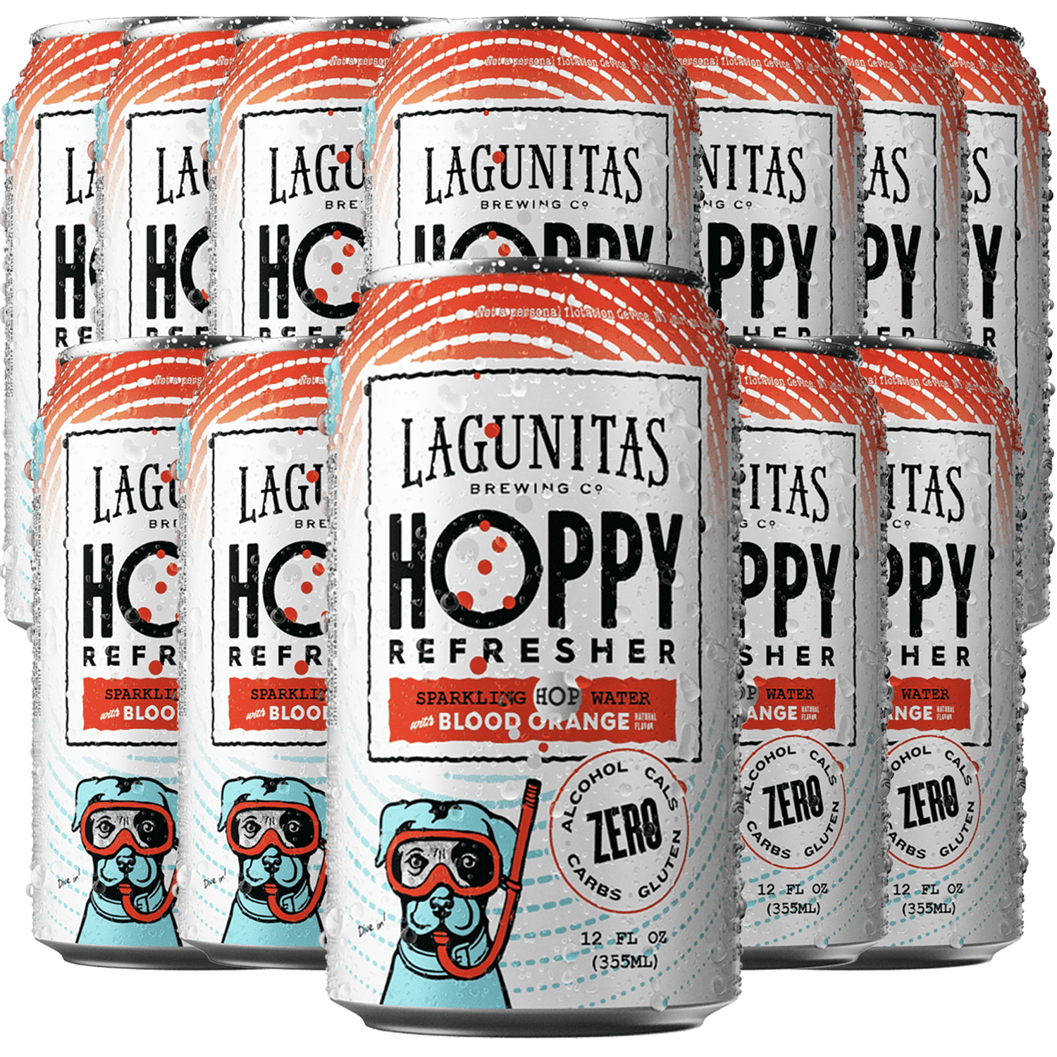 Lagunitas Hoppy Refresher, Blood Orange, Non-Alcoholic Hop Water Drink | Refreshing Alcoholic Brew Substitute | 12oz Cans, 0.0% ABV