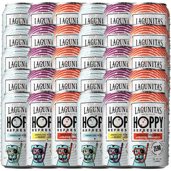 Lagunitas Hoppy Refresher, Blood Orange, Sparkling Hop Water & Berry Lemon, Non-Alcoholic Hop Water Drink | Refreshing Alcoholic Brew Substitute | 12oz Cans, 0.0% ABV