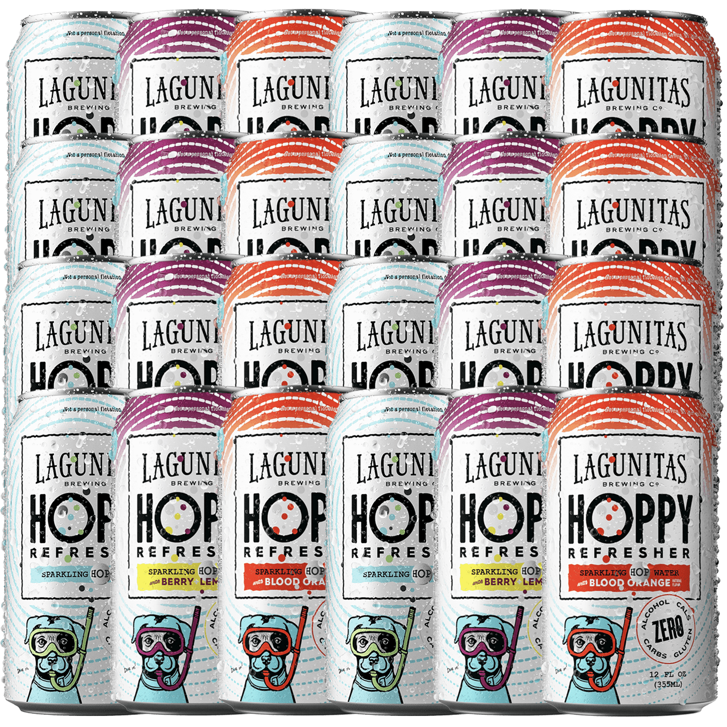 Lagunitas Hoppy Refresher, Blood Orange, Sparkling Hop Water & Berry Lemon, Non-Alcoholic Hop Water Drink | Refreshing Alcoholic Brew Substitute | 12oz Cans, 0.0% ABV