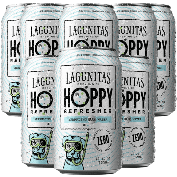Lagunitas Hoppy Refresher Non-Alcoholic Hop Water Drink | Refreshing Alcoholic Brew Substitute | 12oz Cans, 0.0% ABV