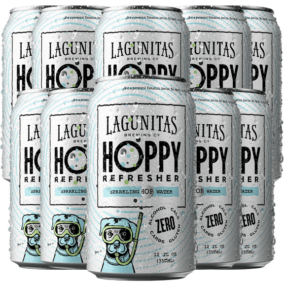 Lagunitas Hoppy Refresher Non-Alcoholic Hop Water Drink | Refreshing Alcoholic Brew Substitute | 12oz Cans, 0.0% ABV