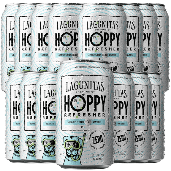 Lagunitas Hoppy Refresher Non-Alcoholic Hop Water Drink | Refreshing Alcoholic Brew Substitute | 12oz Cans, 0.0% ABV