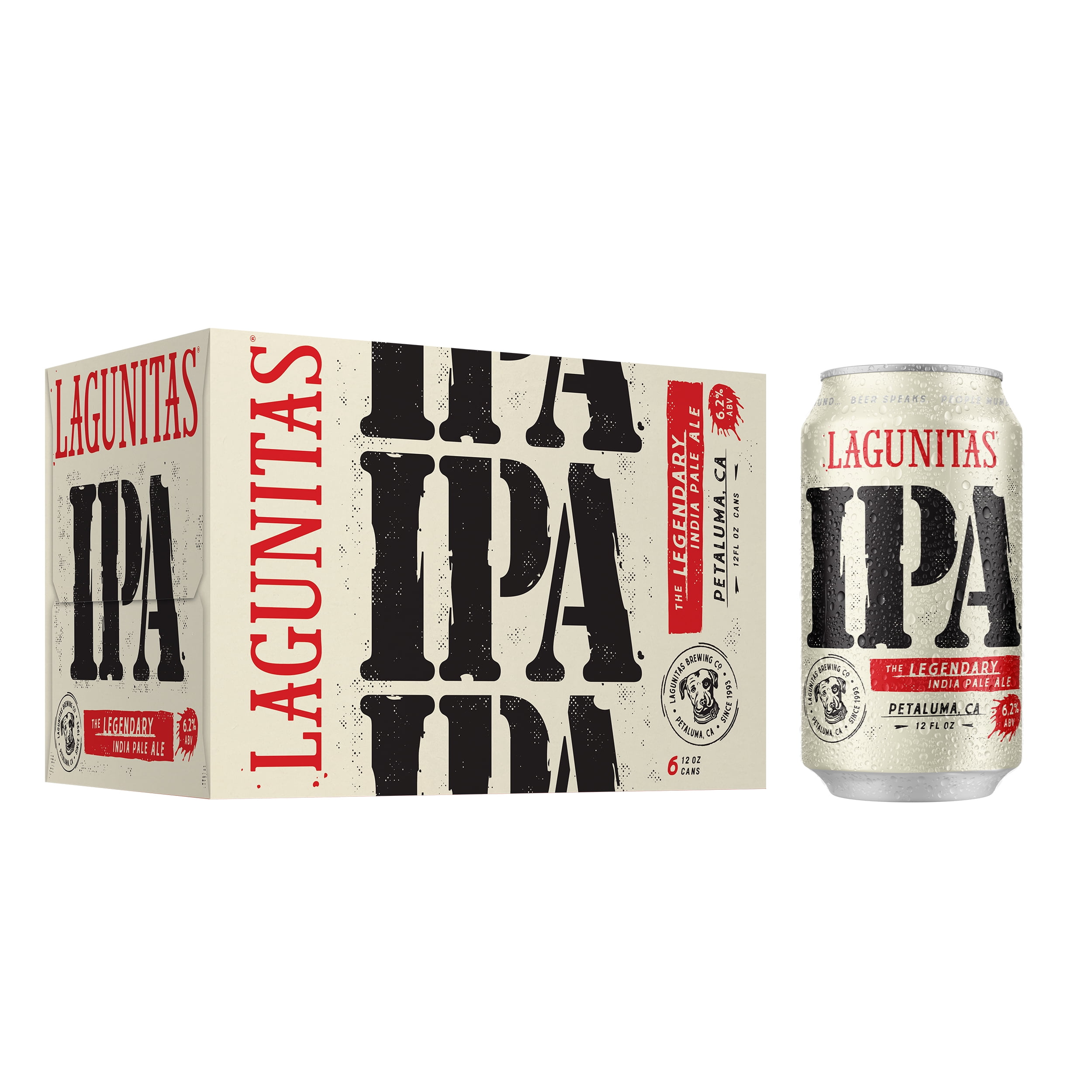 Lagunitas IPA, 6 Pack Craft Beer, 12 fl. oz. Cans, 6.2% Alcohol by Volume, California