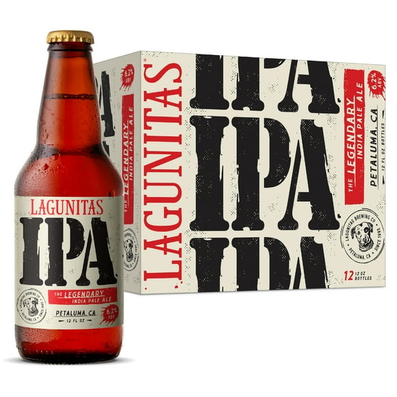 Lagunitas IPA Beer, 12 pack, 12 fl. oz. Bottles, 6.2% Alcohol by Volume