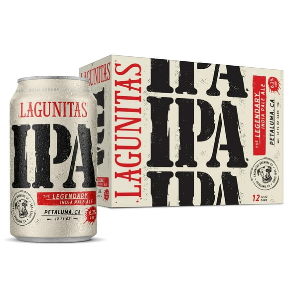 Lagunitas IPA Beer, 12 pack, 12 fl. oz. Cans, 6.2% Alcohol by Volume, West Coast IPA