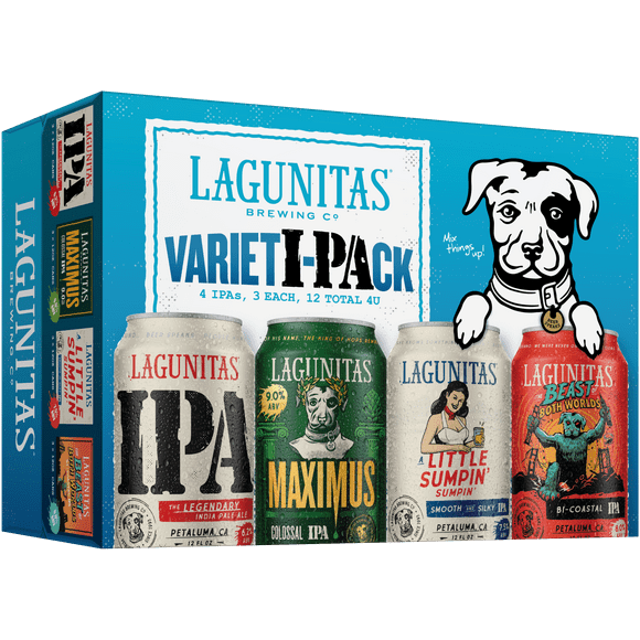 Lagunitas Variety Pack IPA Craft Beer, 12 Pack, 12 fl. oz. Cans, 4%-9% Alcohol by Volume