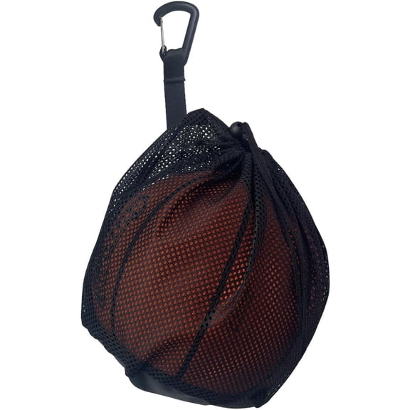 Lagwa Single Mesh Ball Bag, Drawstring Sports Bag with Carabiner for Basketball, Soccer & Volleyball