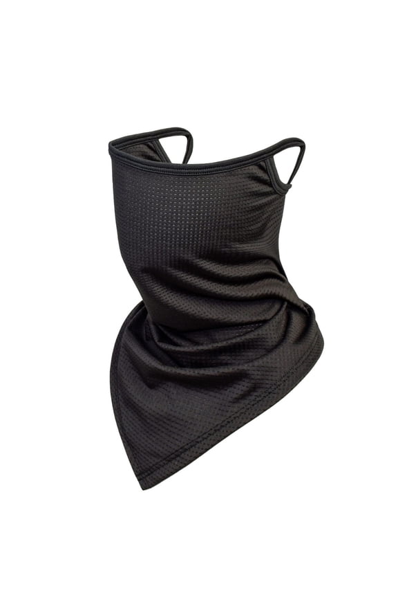 UPF 50+ Mesh Neck Gaiter with Ear Loops, Cooling Breathable Face Cover Sun Protection Bandana for Men & Women, Black