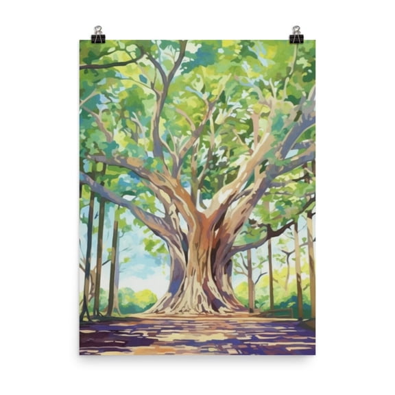 Lahaina Banyan Tree Print, Maui Hawaii Wall Art, Tropical Island Print, Hawaiian Travel Decor, Nature Landmark Artwork, Paradise Home Decor #193, Unframed Poster Size 8x12