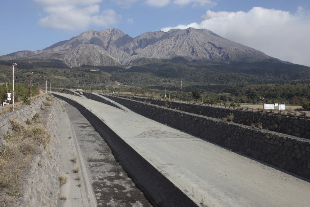 Lahar channeling system Sakurajima Volcano Japan Canvas Art - Richard RoscoeStocktrek Images (18 x 12)