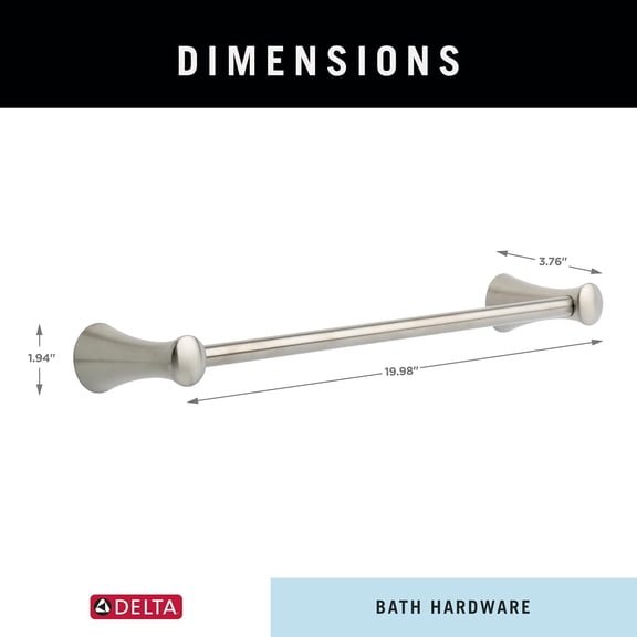 Lahara 18 Inch Stainless Steel Towel Bar Wall Mounted Bathroom Hardware with Brilliance Finish