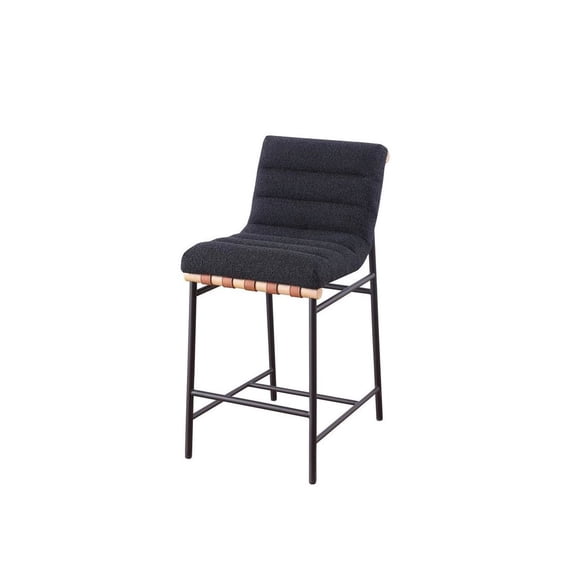 Lahni Black Boucle Fabric Counter Height Chair with Iron Leg Frame