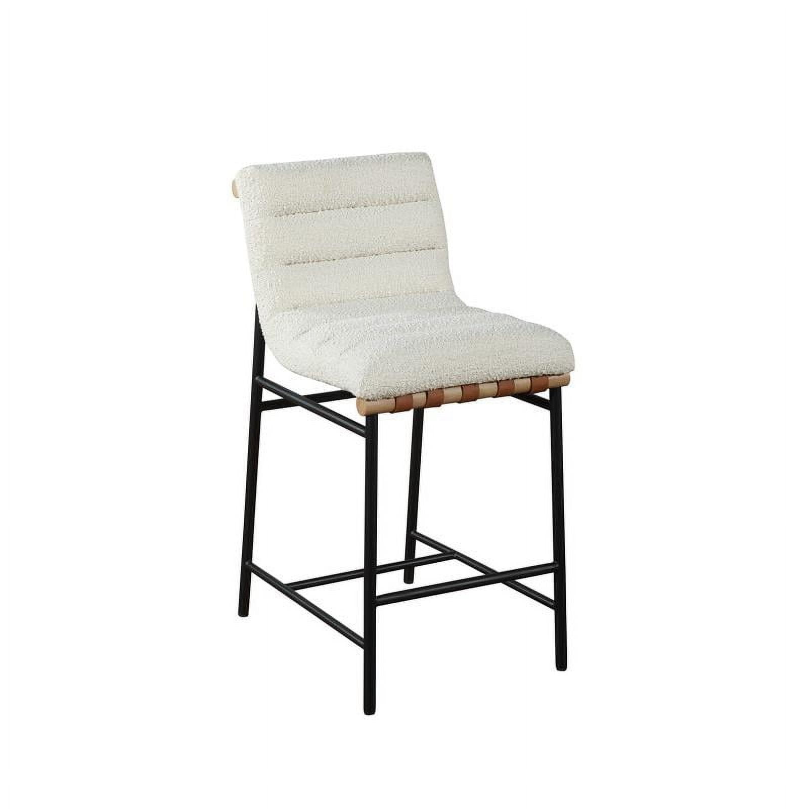 Lahni White Boucle Fabric and Black Iron Counter Height Chair