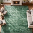 thumbnail image 1 of Lahome 10'x14' Vintage Floral Area Rug, Washable Rugs for Living Room, Soft Non-Slip Low-Pile Stain Resistant Non-Shedding Carpet for Bedroom Dining Room Office, Large Boho Rug, Dark Green, 1 of 10