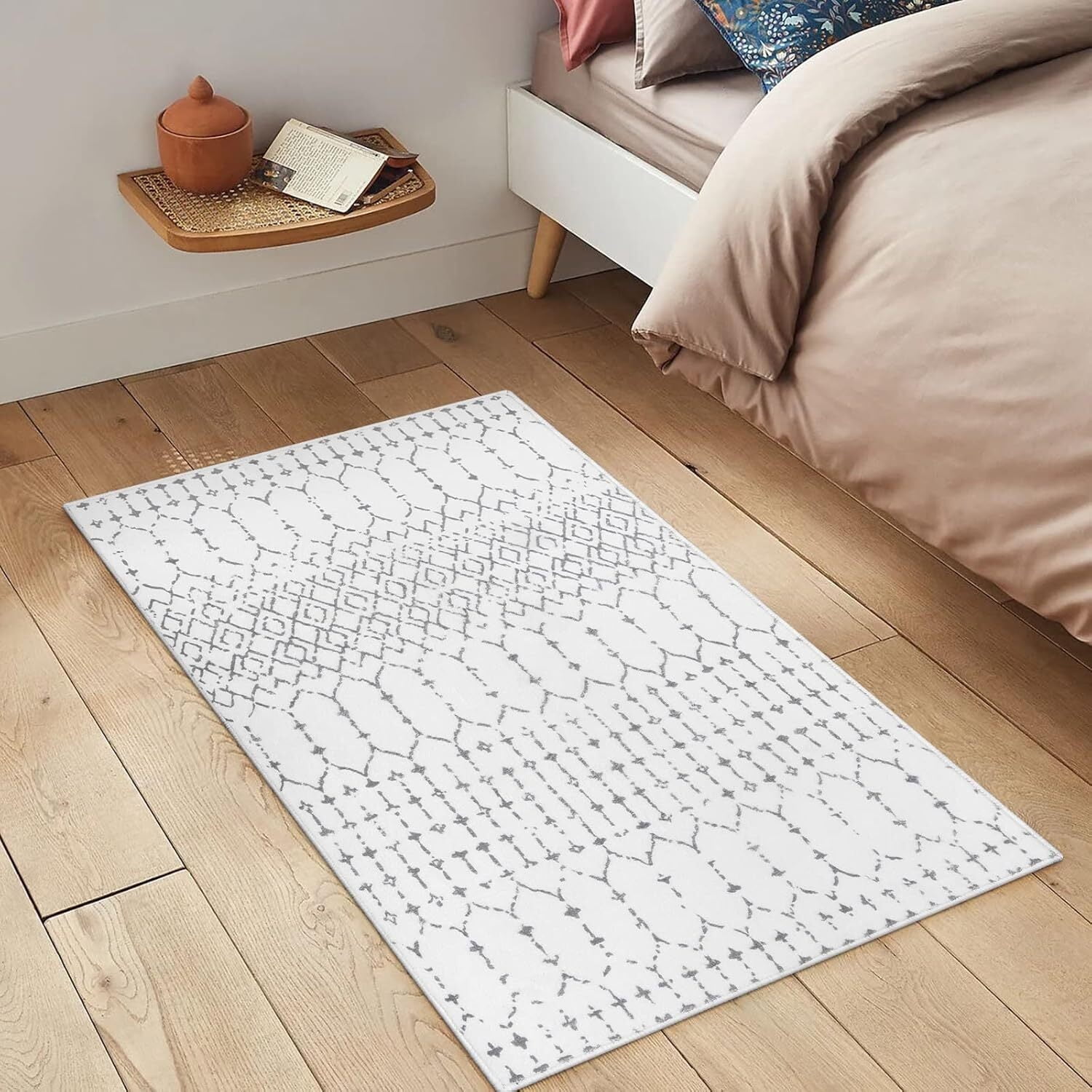Lahome 2'x3' Moroccan Washable Rugs for Entryway, Non Slip White Small ...