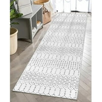 Lahome 2x6 Moroccan Washable Runner Rugs for Entryway, Non Slip White Runners for Hallway with Rubber Backing, Soft Ultra Thin Kitchen Rug Runner