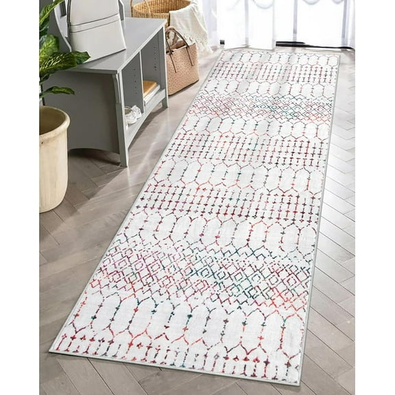Lahome 2x6 Moroccan Washable Runner Rugs for Entryway, Non Slip Colorful Runners for Hallway with Rubber Backing, Soft Ultra Thin Kitchen Rug Runner