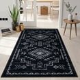 thumbnail image 1 of Lahome Washable 3'x5' Area Rug, Black Rugs for Living Room, Non-Slip Small Entryway Aztec Tribal Carpet for Bedroom Kitchen Bathroom, Low-Pile Classic Boho Western Decor, Black, 1 of 8