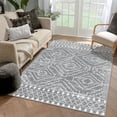 thumbnail image 1 of Lahome 5'x7' Moroccan Area Rug, Boho Area Rug, Washable Non-Slip Low Pile Rug for Living Room, Rug for Bedroom Entryway, Geometric Non-Shedding Carpet for Kitchen，Light Gray, 1 of 8