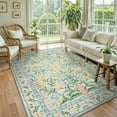 thumbnail image 1 of Lahome 5'x7' Washable Area Rug for Living Room with Non Slip Backing,Traditional Boho Rug,Low Pile Lightweight Carpet,Floral Print Mat,Better Home,Washable Machine for Bedroom,Green, 1 of 12