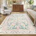 thumbnail image 1 of Lahome 5'x7' Washable Area Rug for Living Room with Non Slip Backing,Traditional Boho Rug,Low Pile Lightweight Carpet,Floral Print Mat,Better Home,Washable Machine for Bedroom,Pink, 1 of 23