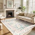 thumbnail image 1 of Lahome 6'x9' Boho Floral Rug,Washable Non-Slip Low-Pile Carpet for Living Room Bedroom Nursery,Soft Vintage Floral Design for Dorm & Playroom,Pink, 1 of 14