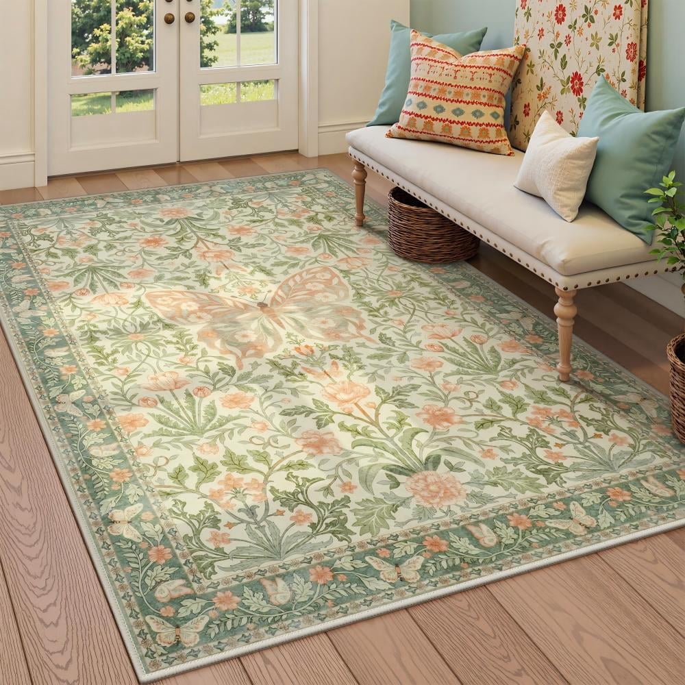 Lahome 6x9 Butterfly Washable Rugs for Living Room， Large Soft Ultra ...