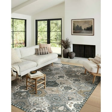 Lahome 8'x10' Moroccan Trellis Area Rug,Entry Rug Non-Slip Washable Indoor Door Mat,Small Oriental Accent Throw Rug for Bedroom Kitchen Entryway Bathroom,Grey