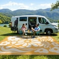 thumbnail image 1 of Lahome 8'x10' Outdoor RV Rug - Waterproof Reversible Orange Floral Straw Mat,Large Foldable Carpet for Backyard, Deck & Beach (Orange), 1 of 6