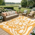 thumbnail image 1 of Lahome 8'x10' Outdoor RV Rug - Waterproof Reversible Orange Floral Straw Mat,Large Foldable Carpet for Backyard, Deck & Beach (Orange), 1 of 9
