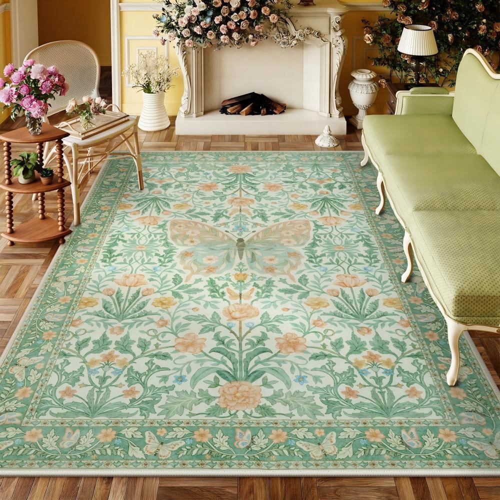 Lahome 8x10 Butterfly Washable Rugs for Living Room， Large Soft Ultra ...