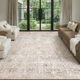 thumbnail image 1 of Lahome 9'x12'Washable Large Area Rug for Living Room,Neutral Boho Washable Area Rug 9x12 Non Slip Modern Farmhouse Bedroom Carpet Stain Resistant Low Pile Print Floor Rug for Dining Office, Kahaki, 1 of 9