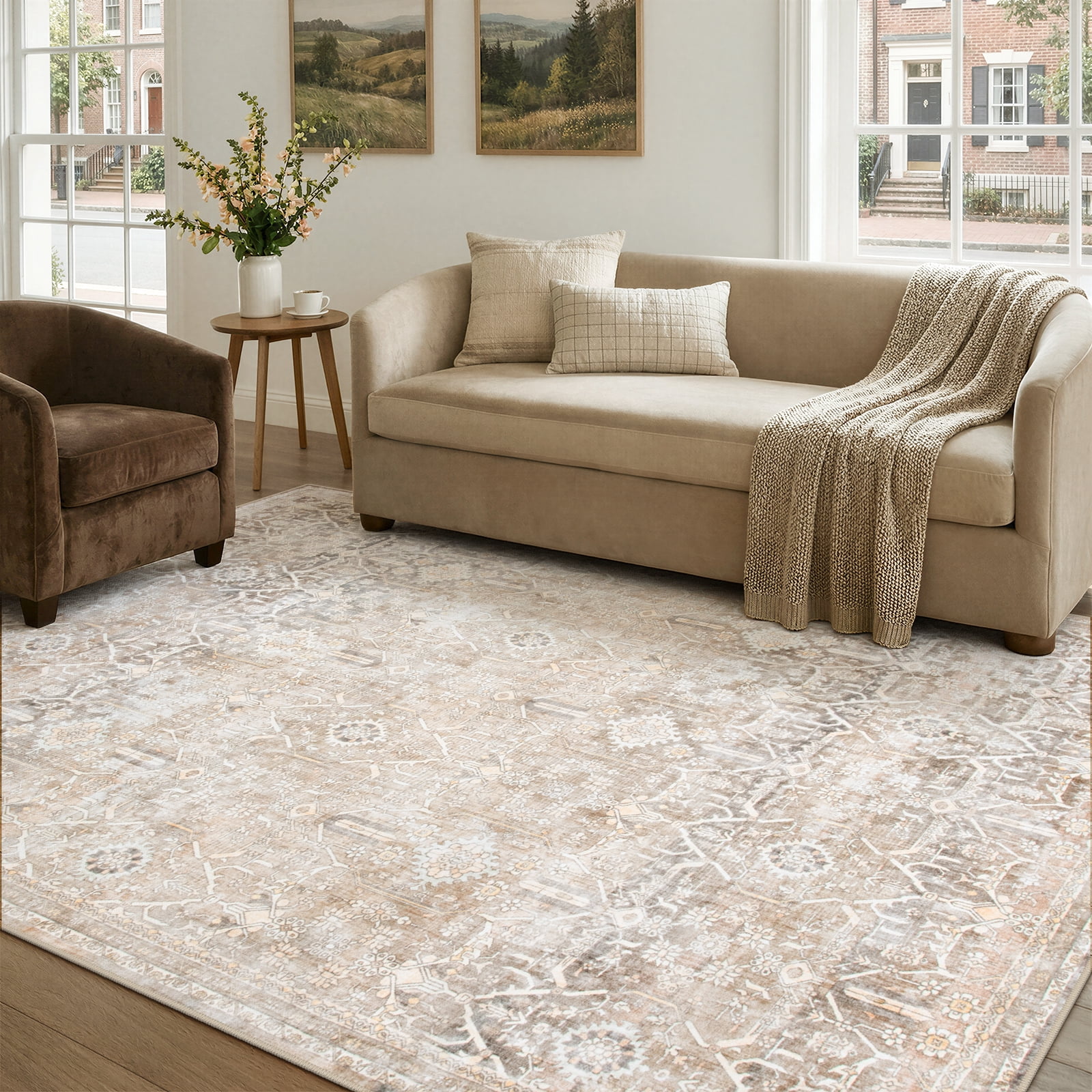Neurtral Rug Lahome Area Rug for Living Room 6'x9', Machine Washable Neutral ...