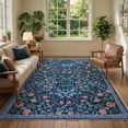thumbnail image 1 of Lahome Washable 5'x7' Area Rug, Blue Floral Rugs for Living Room, Non-Slip Soft Ultra Thin Boho Carpet for Bedroom Dining Room Under Table, Botanical Home Office Decor, Blue, 1 of 9