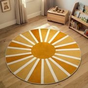 Lahome Boho Round Rugs,3ft Washable Non-Slip Small Round Area Rug Throw Soft Sofa Kids Nursery Room Rug Rainbow Sun Prin