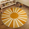 thumbnail image 1 of Lahome Boho Round Rugs,4ft Washable Non-Slip Small Round Area Rug Throw Soft Sofa Kids Nursery Room Rug Rainbow Sun Print Distressed Round Carpet for Bedroom Entryway Living Room Dining Room, 1 of 8