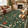 thumbnail image 1 of Lahome Christmas Area Rug 8'x10', Green Vintage Holiday Washable Rugs for Living Room, Non-Slip Soft Large Carpet with Xmas Trees & Elk Design for Bedroom Dining Room Home Office Nursery, Green, 1 of 10