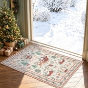 Lahome Christmas Rug,2'x3'Small Christmas Mat,Holiday Machine Washable Non Slip Christmas Xmas Decoration Kitchen Rug,Indoor Christmas Carpets for Living Room,S